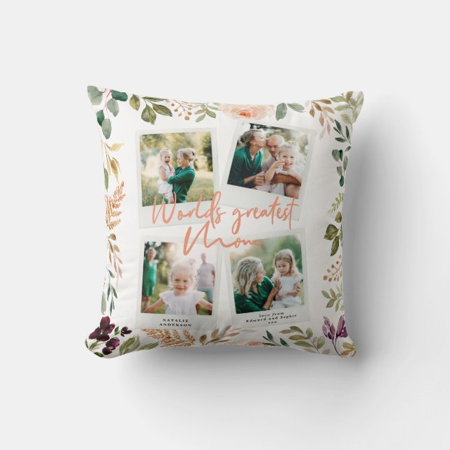 Coussin Mondes plus grand Maman floral multi photo chic (Recto)