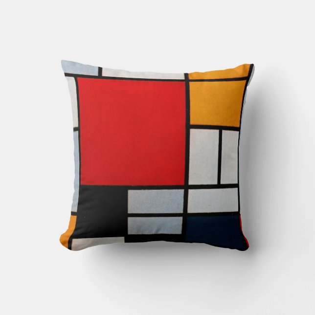Coussin Mondrian - Composition avec grand plan rouge (Recto)