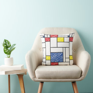 Coussin Mondrian Gribouillages Minimaliste Art Moderne De