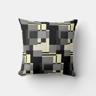 Coussin Mondrian Style gris jaune Abstrait moderne Motif