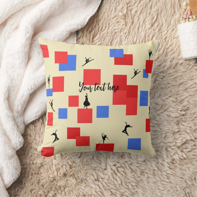 Coussin Mondrian's Dancing Cubes Blue Red Light Arrière -  (Couverture)