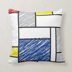 Coussin Mondrik Scribbles Minimalist De Stijl Art Moderne