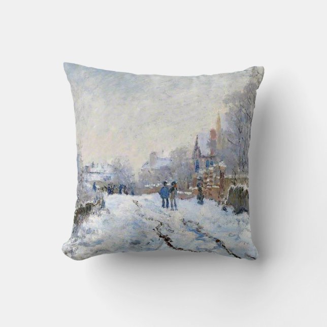 Coussin Monet - Scène de neige à Argenteuil (Recto)