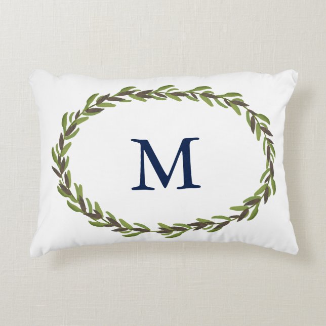 Coussin mongrammed par feuille peint (Devant)