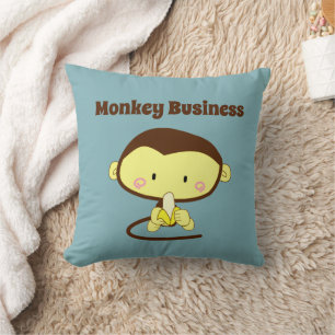 Coussin Monkey Business Drôle Cartoon Monkey Design