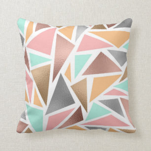 Coussin Monnaie d'or Rose moderne triangles métalliques gé