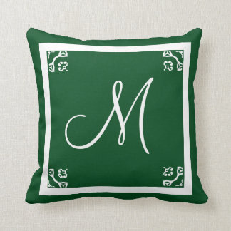 Coussin MONOGRAM épicéa solide vert personnalisé