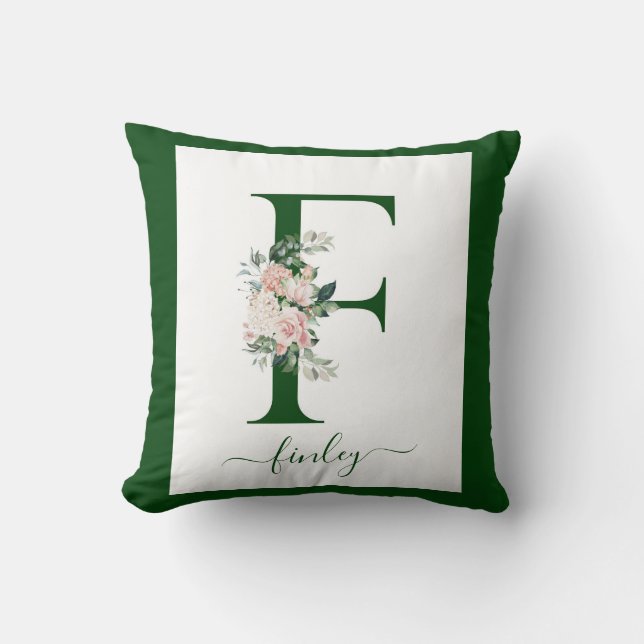 Coussin Monogram Floral Letter F (Recto)