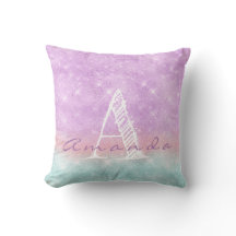 Monogram Ombre Nom Purple Blue Pastel Aquarelle