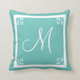 Coussin MONOGRAM poudre solide bleu personnalisé