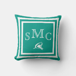 Coussin MONOGRAM Solide turquoise aqua bleu Shark plain co