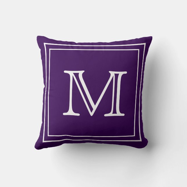 Coussin MONOGRAM solide violet clair personnalisé T (Verso)