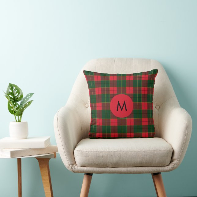 Coussin Monogram Winter Holiday Tartan pattern Scottish (Chaise)