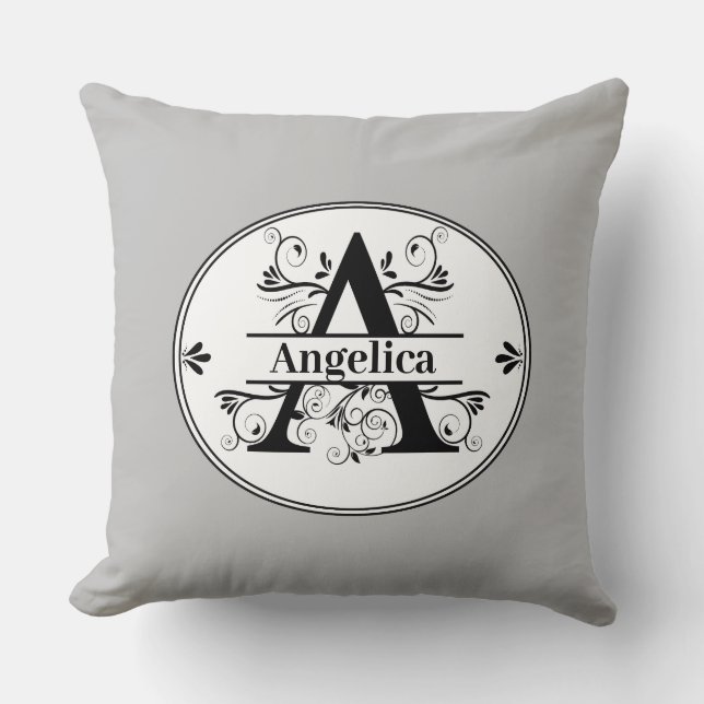 Coussin Monogramme A avec nom complet et couleur (Recto)