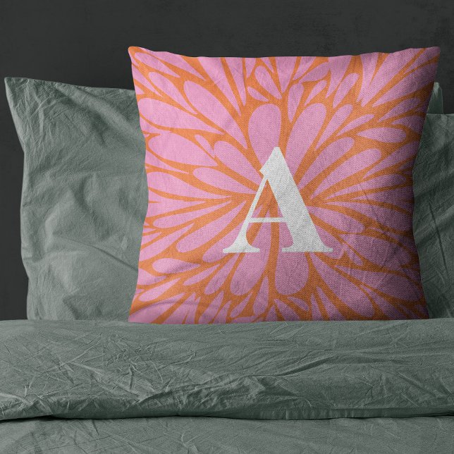 Coussin monogramme Abstrait pastel éclat floral (Créateur téléchargé)
