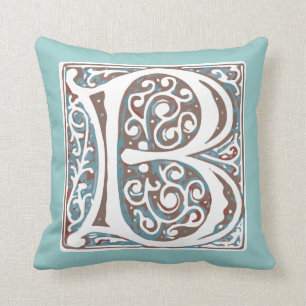 Coussin Monogramme antique médiéval élégant de la lett