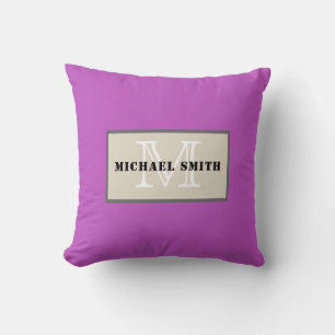 Coussin Monogramme Arrière - plan Fuchsia profond