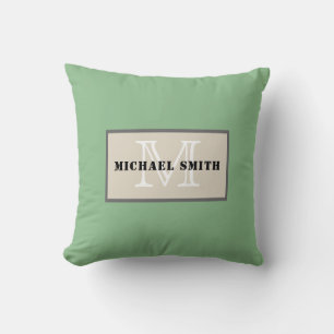 Coussin Monogramme Arrière - plan vert de la mer Noire