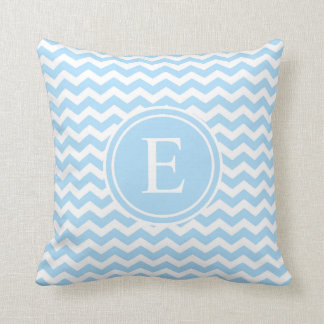 Coussin Monogramme blanc bleu-clair de Chevron