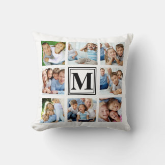 Coussin Monogramme Blanc Noir 8 Multi Collage Photo