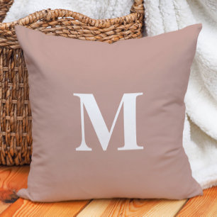 Coussin Monogramme blanc rose pâle couleur modifiable