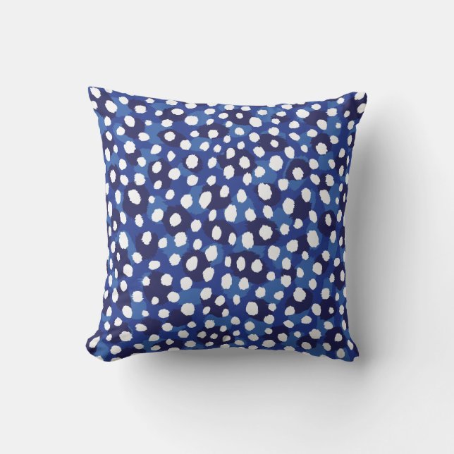 Coussin Monogramme bleu et blanc chic d'impression de (Recto)