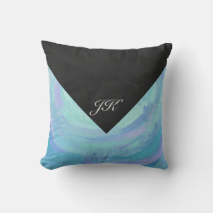 Coussin Monogramme bleu glacier