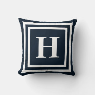 Coussin Monogramme bleu marine