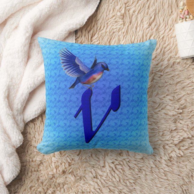 Coussin Monogramme Bluebird Initial V (Couverture)