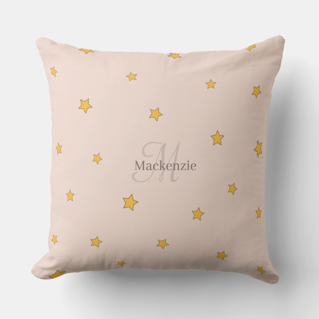 Coussin Monogramme Blush rose Grey Lucky Stars Jeter Oreil (Recto)