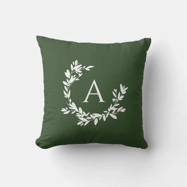 Coussin Monogramme botanique Chasseur forestier initial Ve (Recto)