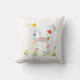 Coussin monogramme botanique customisé alphabet h fleur