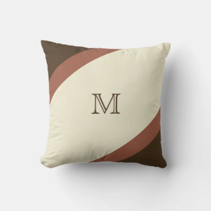 Coussin Monogramme Brown simple et rayé bronzé