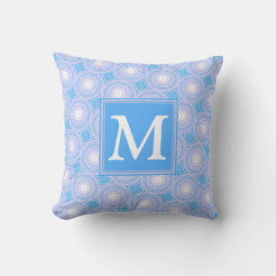 Coussin Monogramme Cercles bleu électrique motif