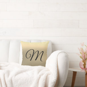 Coussin Monogramme Chevron Or Classique
