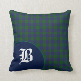 Coussin Monogramme classique de plaid de tartan de Barclay