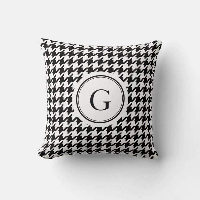Coussin Monogramme classique noir et blanc de socle (Recto)