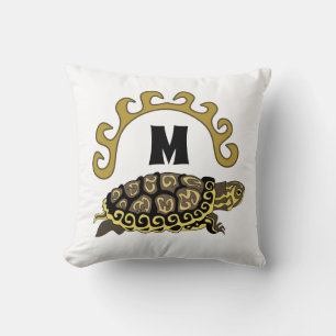 Coussin Monogramme coloré de la tortue glissante de Cumbe