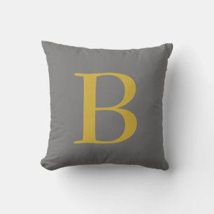 Coussin Monogramme couleur or gris moderne Ajouter un nom
