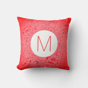 Coussin Monogramme couleur rose foncé Embossée Floral