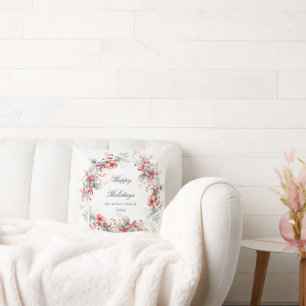 Coussin Monogramme de baies de vacances classiques