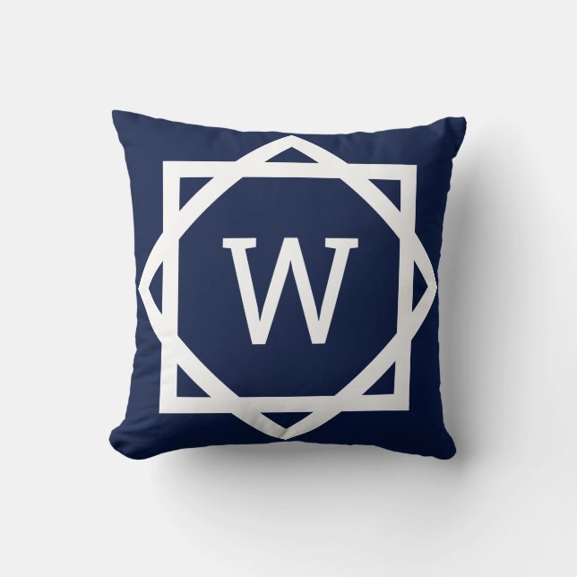 Coussin Monogramme de bordure graphique Prépa (Recto)