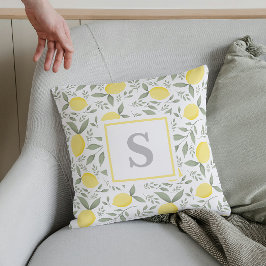 Coussin Monogramme de citron moderne et élégant