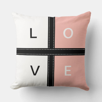 Coussin Monogramme de couleur solide Melon et blanc