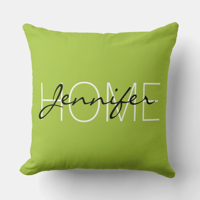 Coussin monogramme de couleur verte Android à la maison (Recto)