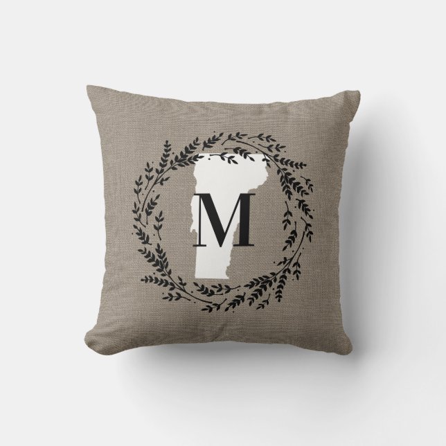 Coussin Monogramme de courroie rustique Vermont (Recto)