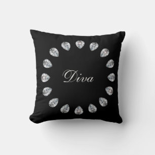 Coussin Monogramme de Diva Diamond noir et blanc