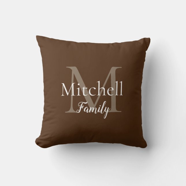 Coussin Monogramme de famille Brown intime personnalisé (Recto)