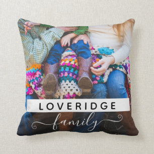 Coussin Monogramme de famille personnalisé Nom de famille
