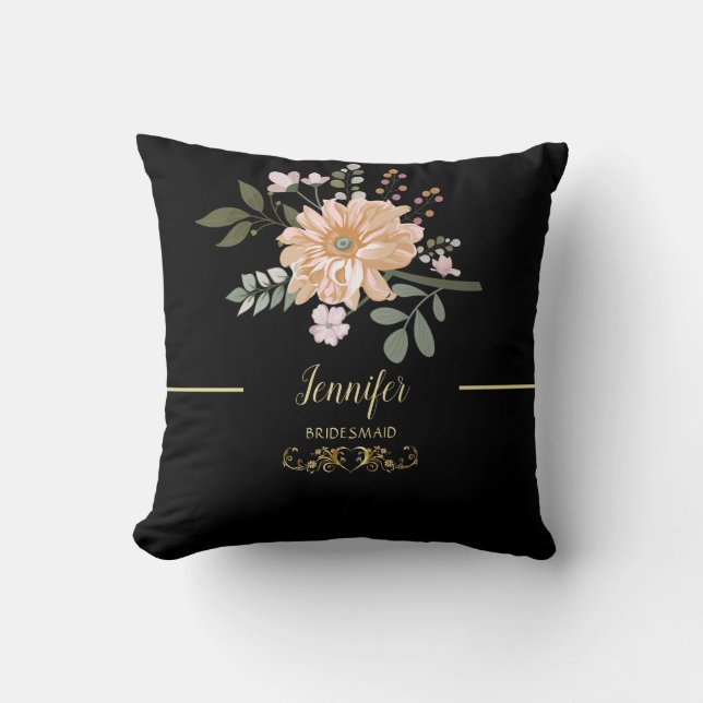 Coussin Monogramme de floraison d'arbre chic (Recto)
